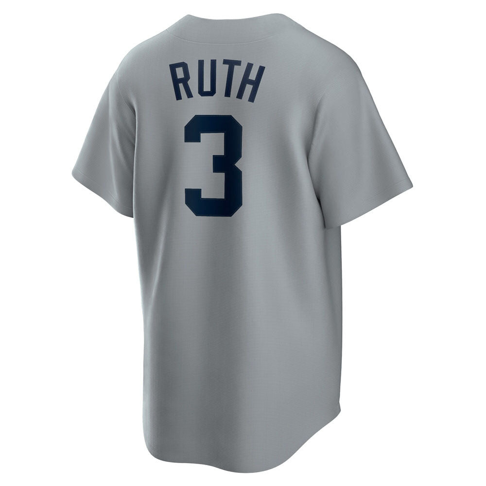 Men's New York Yankees Babe Ruth Road Cooperstown Collection Player Jersey - Gray